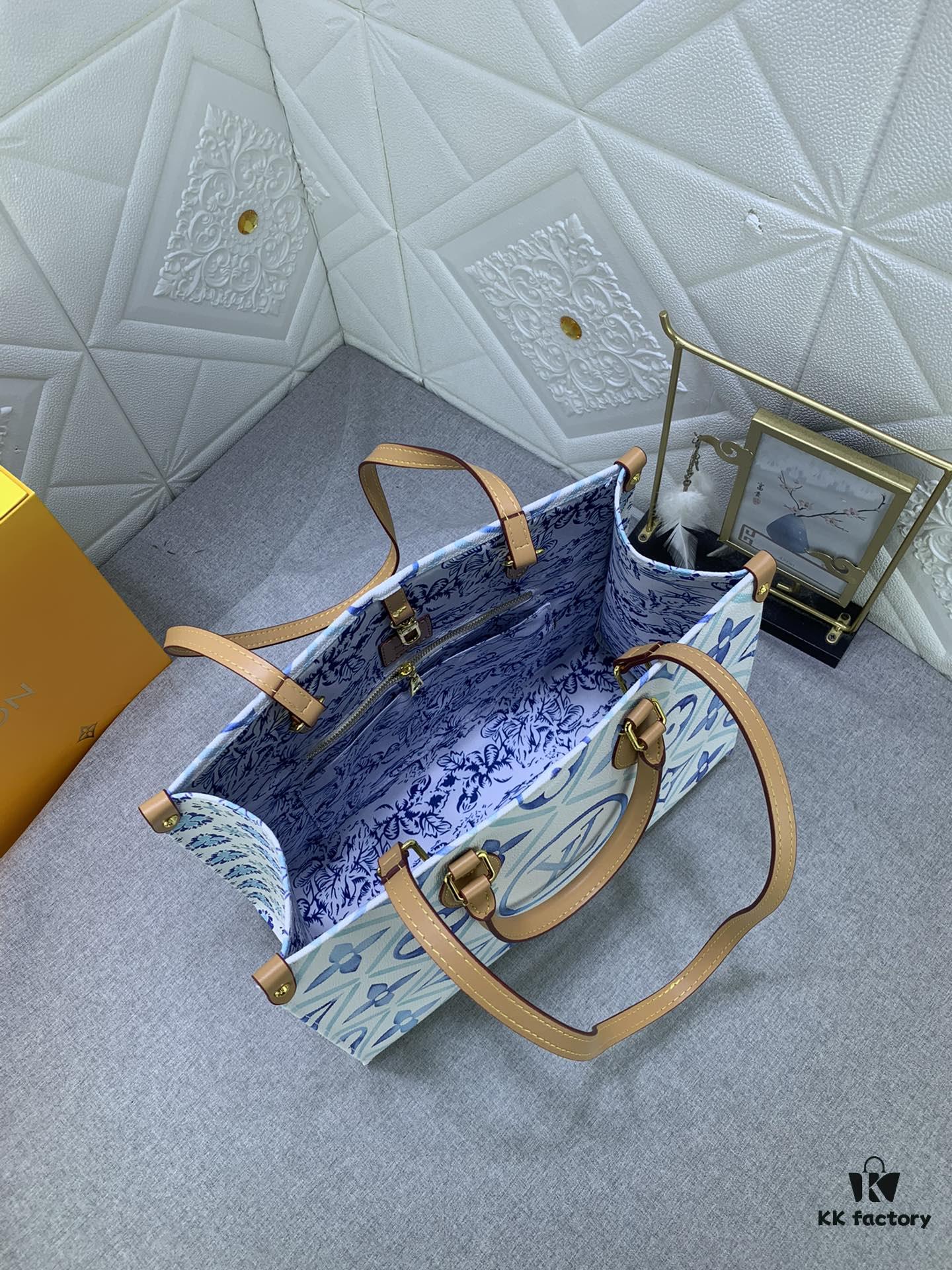 Upgraded Original M11262 M45495 M44571 OnTheGo Medium Tote Bag in Monogram Tiles Canvas with Watercolor Effect