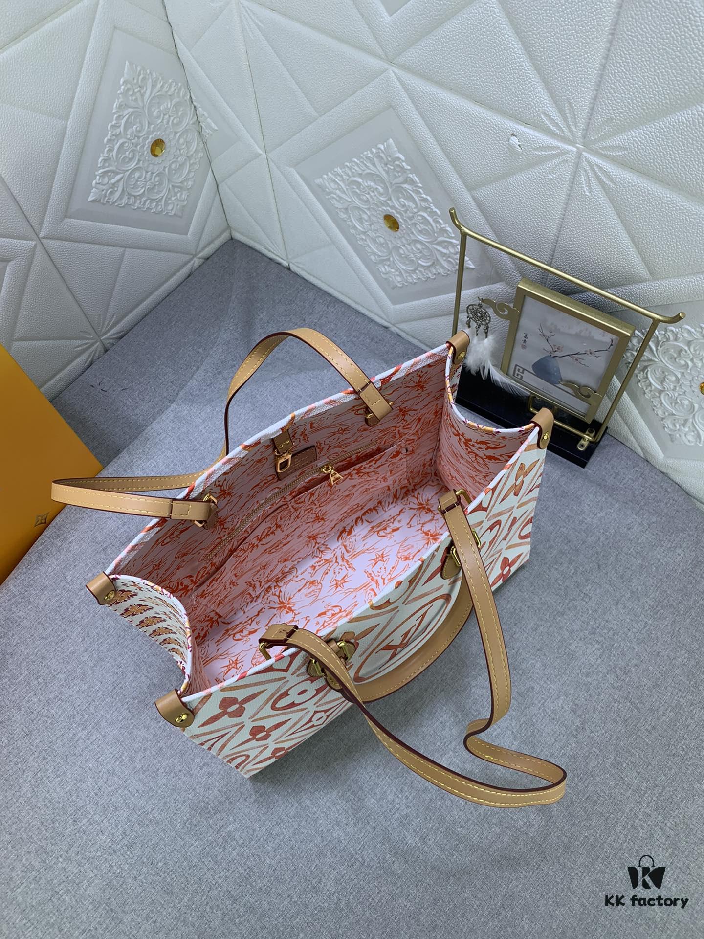 Upgraded Original M11262 M45495 M44571 OnTheGo Medium Tote Bag in Monogram Tiles Canvas with Watercolor Effect