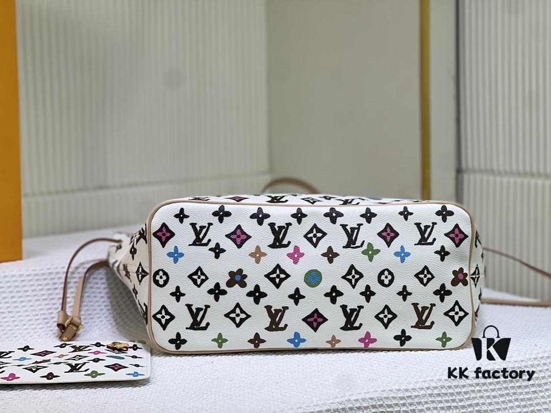 M45684 M45685 M40995 Tote MM Handbag with Monochrome Stripes in Cream and LVs on Pink Background