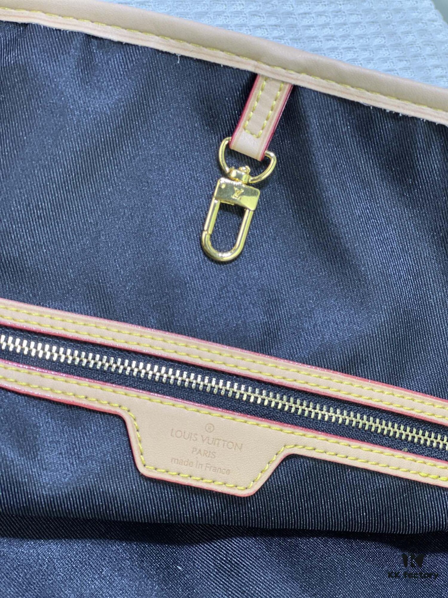 Monogram Tote MM Handbag with Monochrome Stripes and LVs on Pink Background