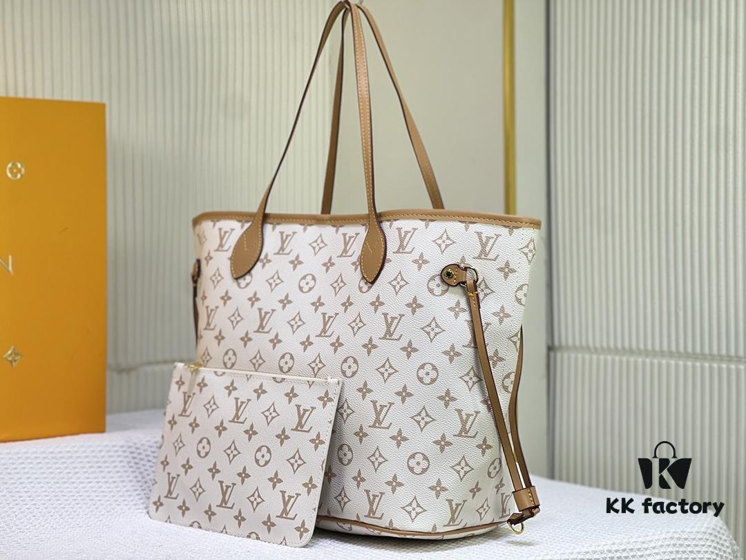 M45684 M45685 M40995 Tote MM Handbag with Monogram Stripe in Cream and Pink Background