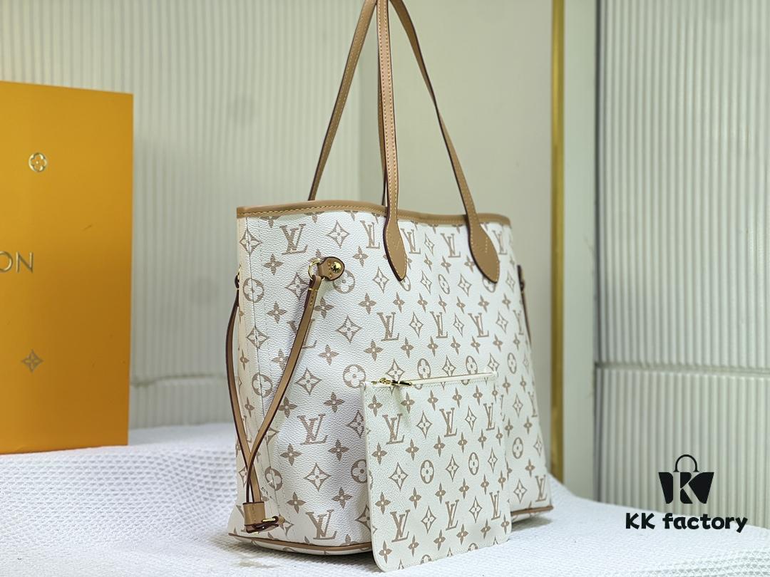 M45684 M45685 M40995 Tote MM Handbag with Monogram Stripe in Cream and Pink Background