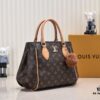 Exclusive Real Shot - Upgraded Version ‼️ LV Monogram with Leather Trim Handheld, Shoulder and Crossbody Bag Model 58188 with Long Strap, 2022 New Fashion Women's Bag, Monogram Genuine Leather Strap Tote Bag, Large Capacity [Strong] Size 33-22-16cm