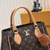 Exclusive Real Shot - Upgraded Version ‼️ LV Monogram with Leather Trim Handheld, Shoulder and Crossbody Bag Model 58188 with Long Strap, 2022 New Fashion Women's Bag, Monogram Genuine Leather Strap Tote Bag, Large Capacity [Strong] Size 33-22-16cm