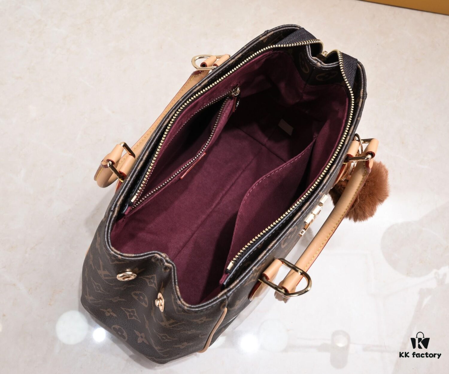 Exclusive Real Shot - Upgraded Version ‼️ LV Monogram with Leather Trim Handheld, Shoulder and Crossbody Bag Model 58188 with Long Strap, 2022 New Fashion Women's Bag, Monogram Genuine Leather Strap Tote Bag, Large Capacity [Strong] Size 33-22-16cm