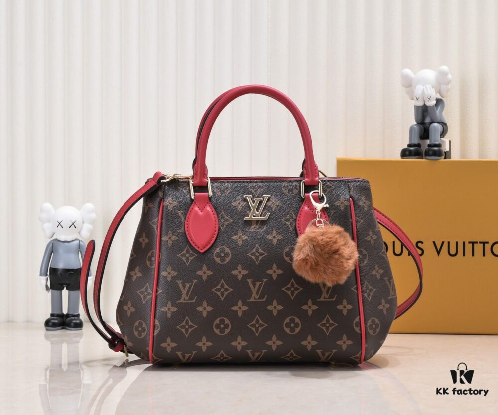 Exclusive Real Shot - Upgraded Version ‼️ LV Monogram with Leather Trim Handheld, Shoulder & Crossbody Bag Model 58188 with Long Strap, 2022 New Fashion Women's Bag, Monogram Genuine Leather Strap Tote with Large Capacity [Strong], Size 33-22-16cm