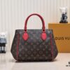 Exclusive Real Shot - Upgraded Version ‼️ LV Monogram with Leather Trim Handheld, Shoulder & Crossbody Bag Model 58188 with Long Strap, 2022 New Fashion Women's Bag, Monogram Genuine Leather Strap Tote with Large Capacity [Strong], Size 33-22-16cm