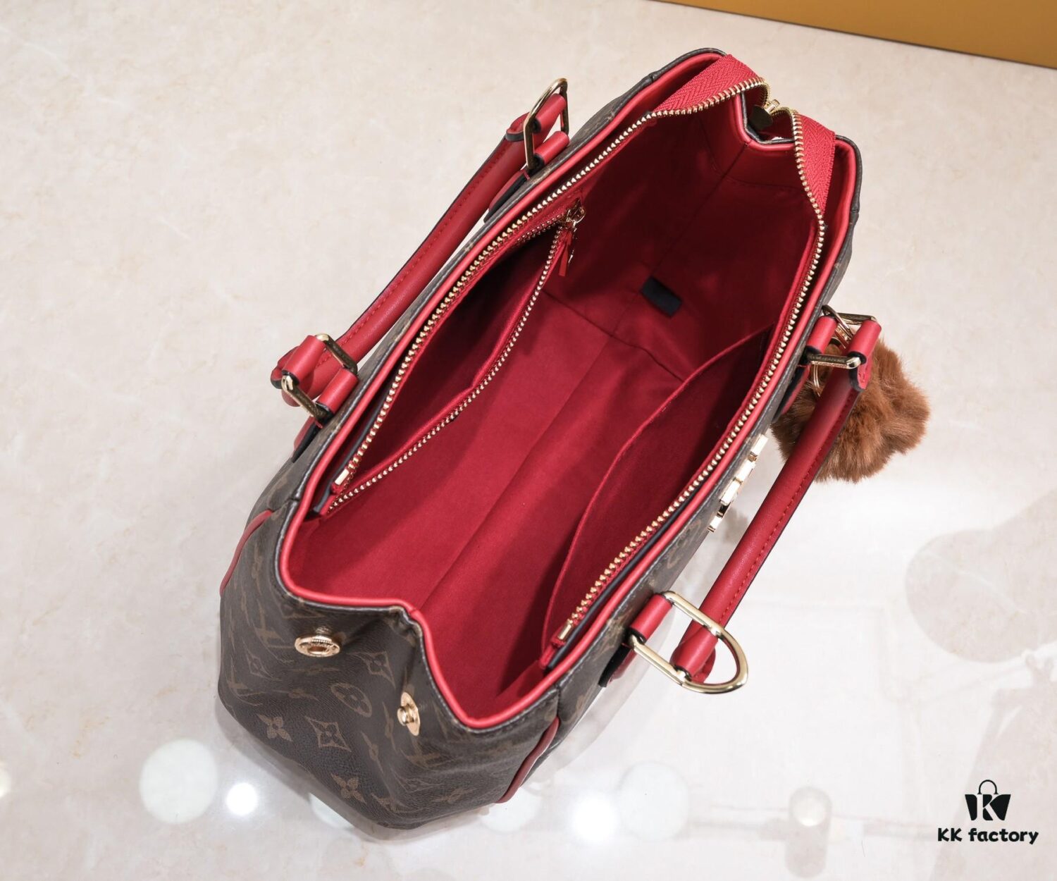 Exclusive Real Shot - Upgraded Version ‼️ LV Monogram with Leather Trim Handheld, Shoulder & Crossbody Bag Model 58188 with Long Strap, 2022 New Fashion Women's Bag, Monogram Genuine Leather Strap Tote with Large Capacity [Strong], Size 33-22-16cm