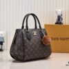 Exclusive Real Shot - Upgraded Version ‼️ LV Monogram with Leather Trim Handheld, Shoulder & Crossbody Bag Model 58188 with Long Strap, 2022 New Fashion Women's Bag, Monogram Genuine Leather Strap Tote, Large Capacity [Strong], Size 33-22-16cm
