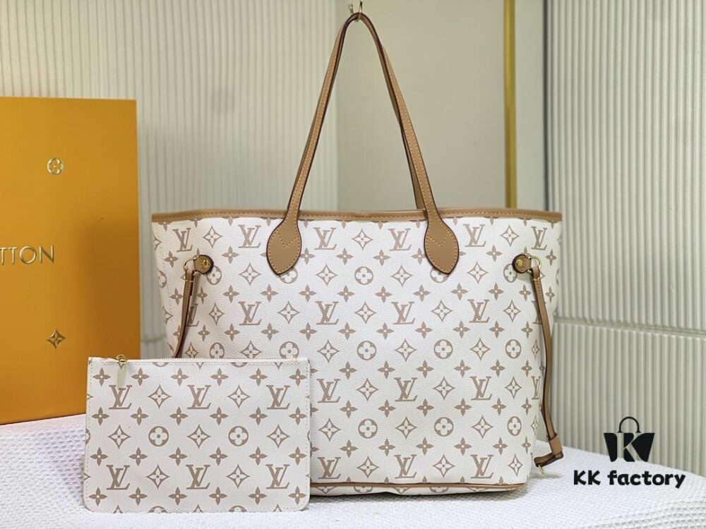 M45684 M45685 M40995 Tote MM Handbag with Monogram Stripe in Cream and Pink Background