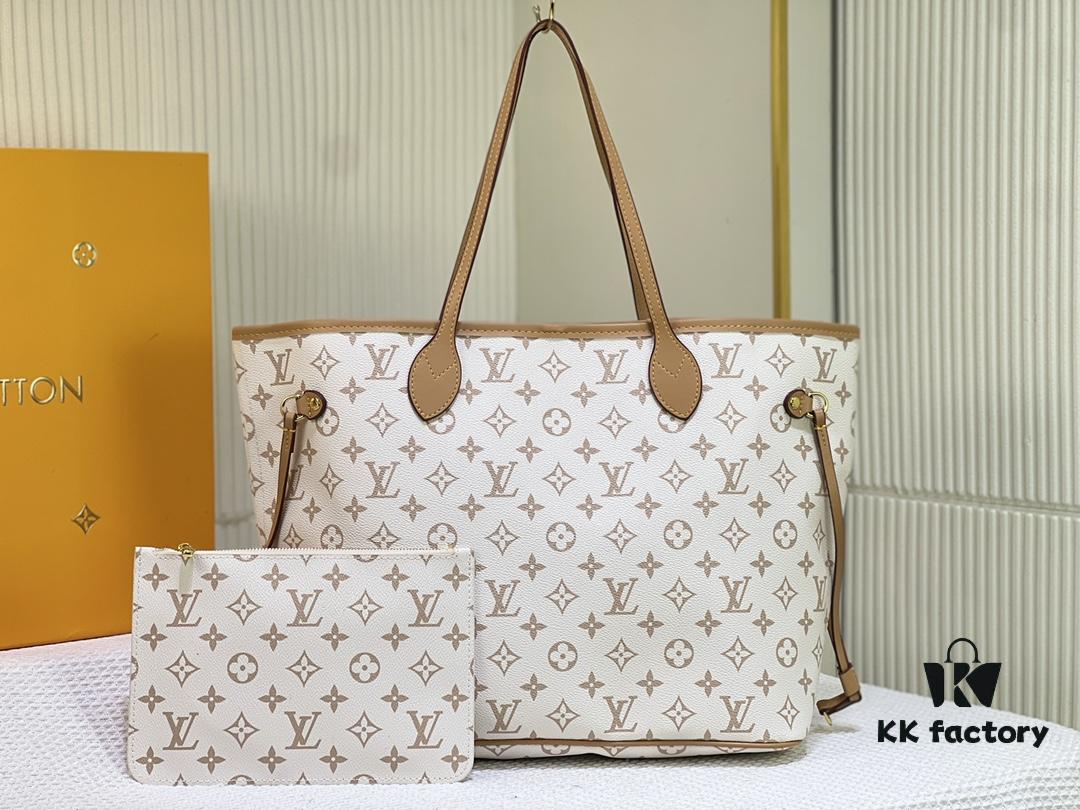 M45684 M45685 M40995 Tote MM Handbag with Monogram Stripe in Cream and Pink Background