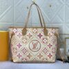 Upgraded Original M25317 M11263 M40995 This Medium Neverfull Tote Bag Features a Monogram Tiles Canvas Construction with Leather Trims Defining the Top and Handles