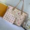 Upgraded Original M25317 M11263 M40995 This Medium Neverfull Tote Bag Features a Monogram Tiles Canvas Construction with Leather Trims Defining the Top and Handles