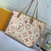 Upgraded Original M25317 M11263 M40995 This Medium Neverfull Tote Bag Features a Monogram Tiles Canvas Construction with Leather Trims Defining the Top and Handles
