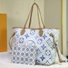 M24317 M40995 This Medium Neverfull Tote Bag Features a Monogram Tiles Canvas Construction with Leather-Trimmed Top and Handles