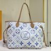 M24317 M40995 This Medium Neverfull Tote Bag Features a Monogram Tiles Canvas Construction with Leather-Trimmed Top and Handles