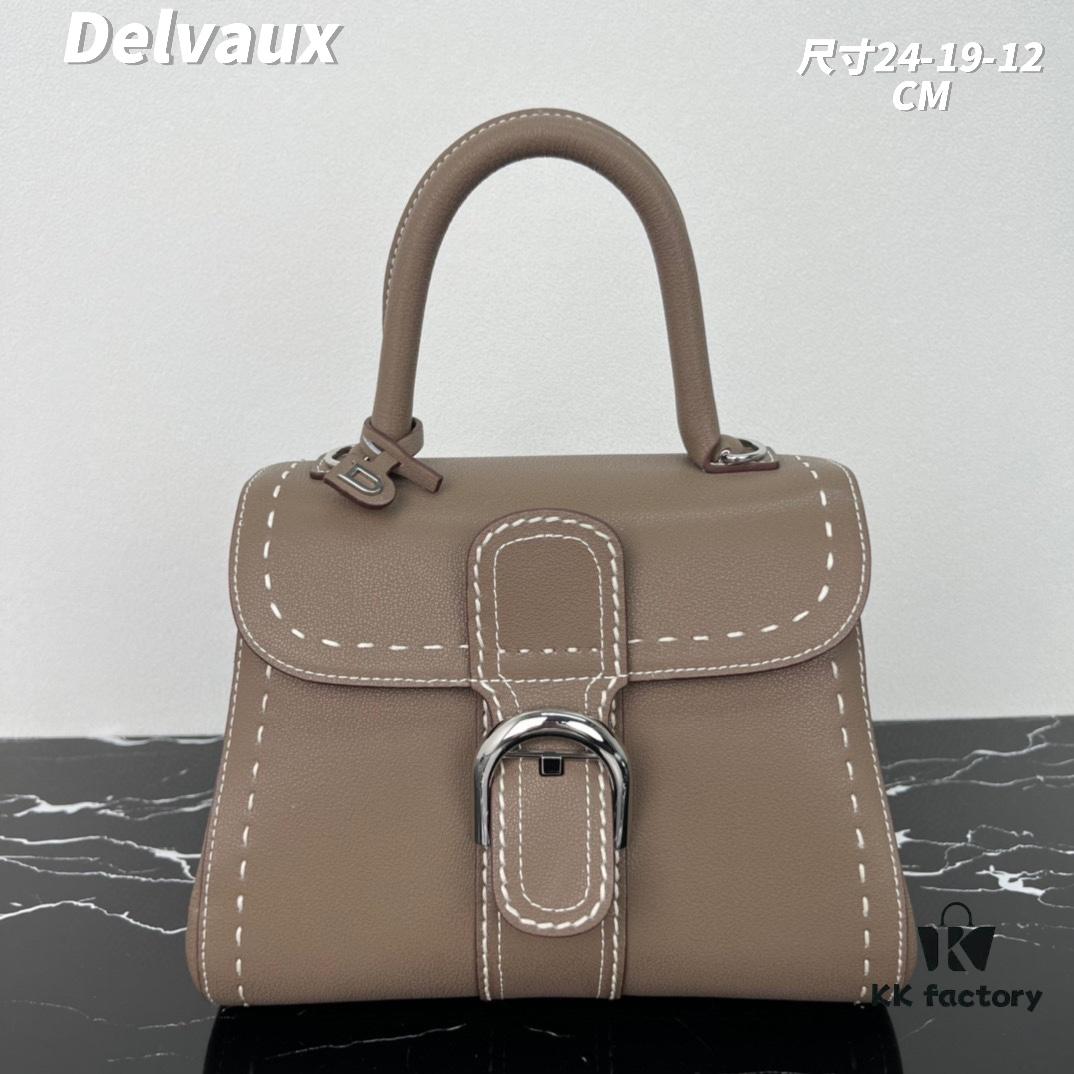 Delvaux 2024 Spring-Summer Exposed Stitching Collection Brillant PM in Caramel Rodeo Calf Leather
