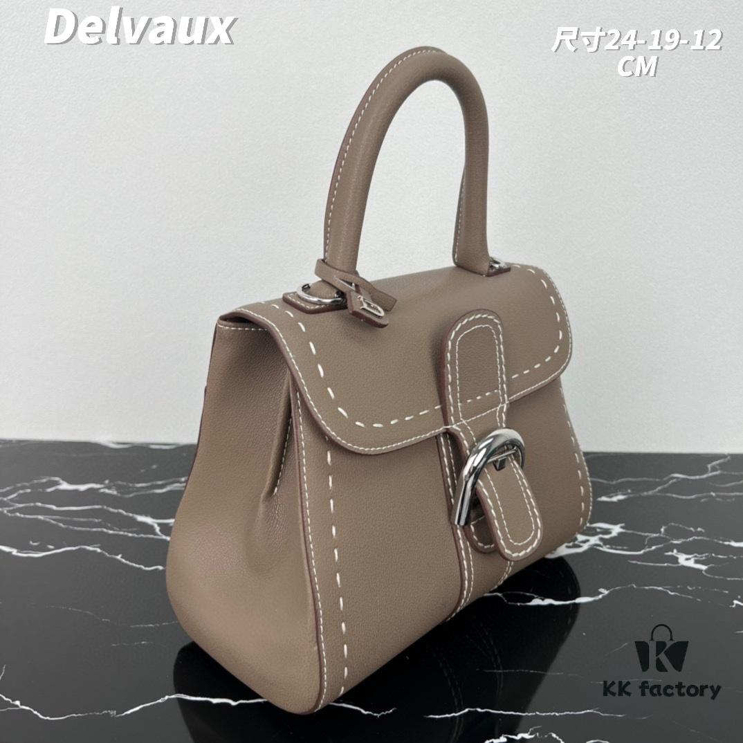 Delvaux 2024 Spring-Summer Exposed Stitching Collection Brillant PM in Caramel Rodeo Calf Leather