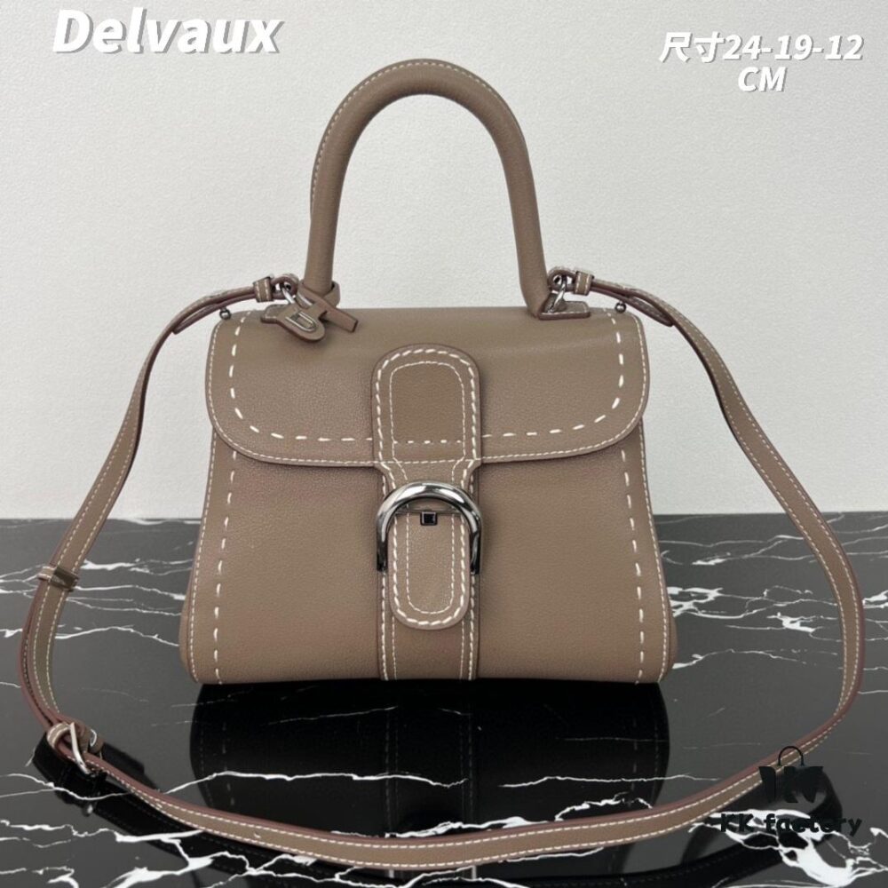 Delvaux 2024 Spring-Summer Exposed Stitching Collection Brillant PM in Caramel Rodeo Calf Leather