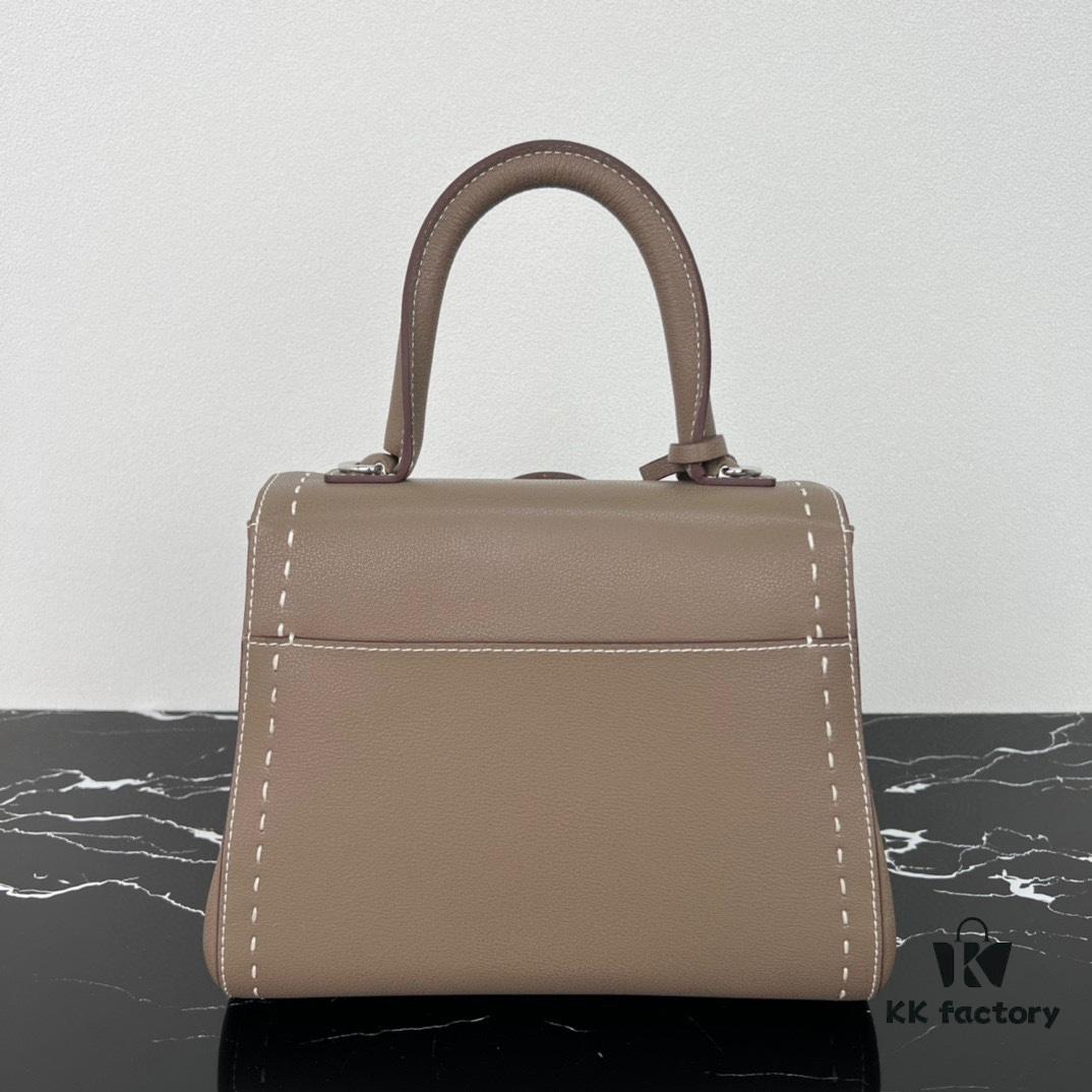 Delvaux 2024 Spring-Summer Exposed Stitching Collection Brillant PM in Caramel Rodeo Calf Leather