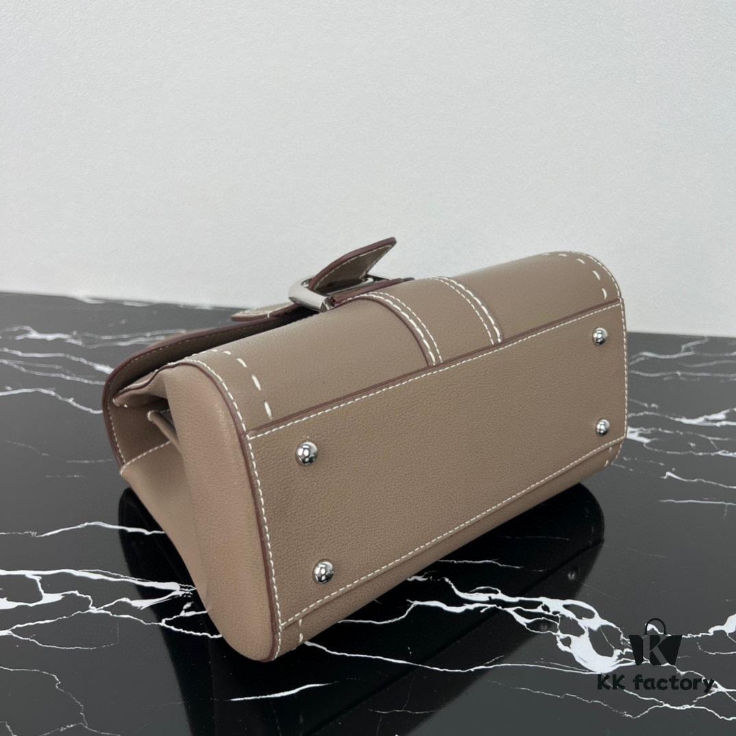 Delvaux 2024 Spring-Summer Exposed Stitching Collection Brillant PM in Caramel Rodeo Calf Leather