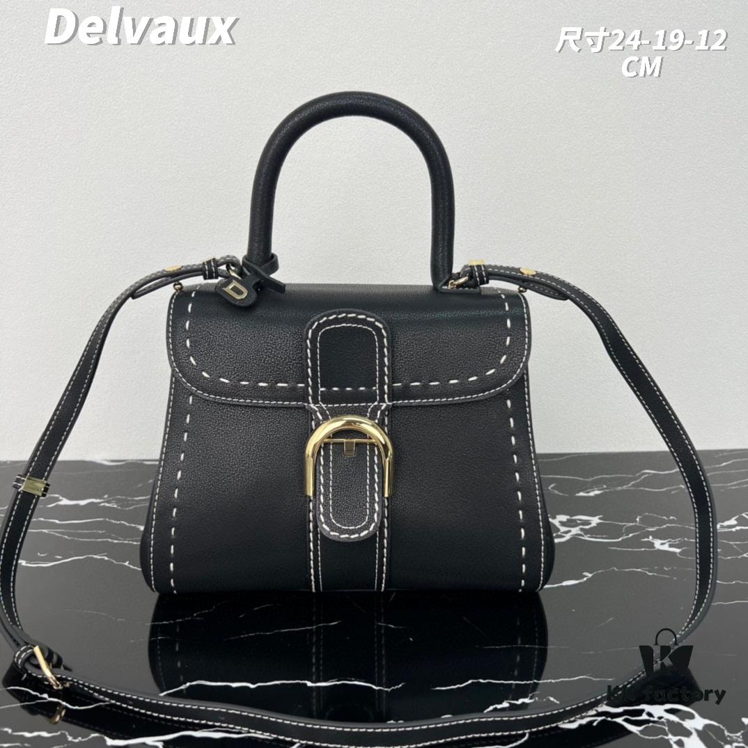 Delvaux 2024 Spring-Summer Exposed Stitching Collection Brillant PM Bag in Caramel