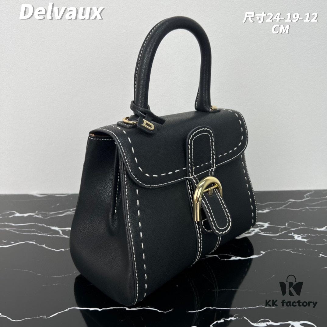 Delvaux 2024 Spring-Summer Exposed Stitching Collection Brillant PM Bag in Caramel