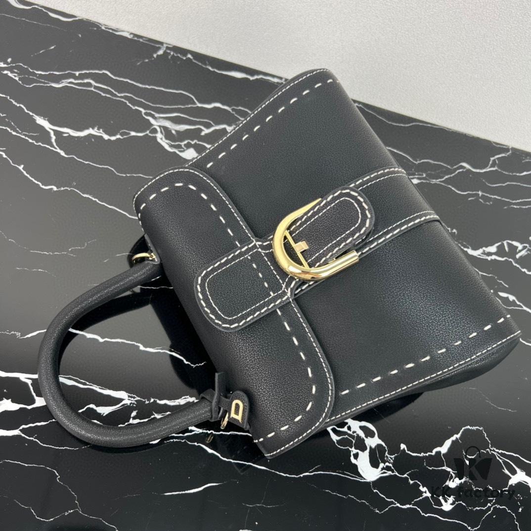 Delvaux 2024 Spring-Summer Exposed Stitching Collection Brillant PM Bag in Caramel