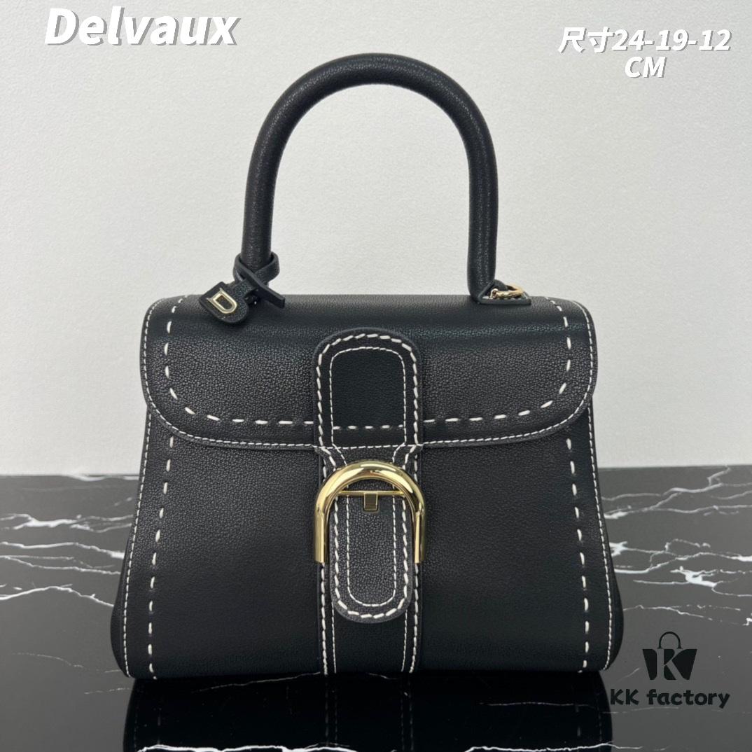 Delvaux 2024 Spring-Summer Exposed Stitching Collection Brillant PM Bag in Caramel