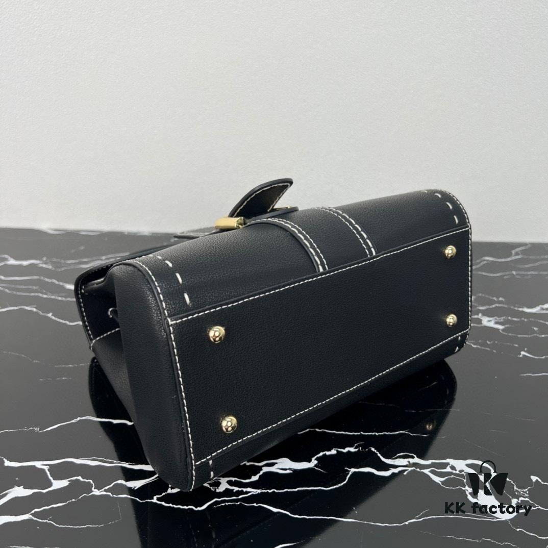 Delvaux 2024 Spring-Summer Exposed Stitching Collection Brillant PM Bag in Caramel