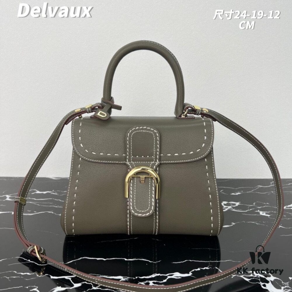 Delvaux 2024 Spring-Summer Exposed Stitching Collection Brillant PM in Caramel Rodeo Calf Leather