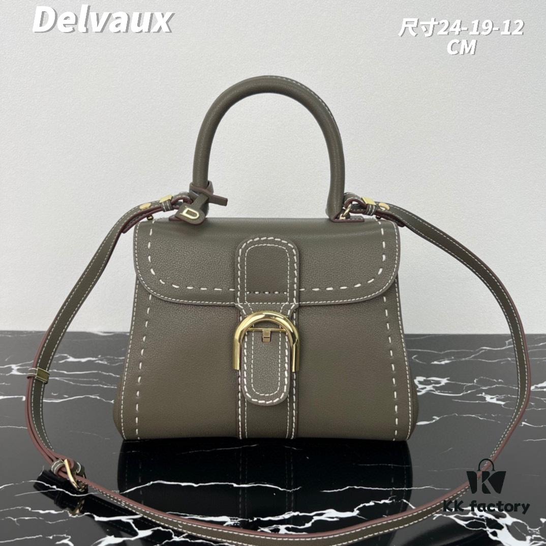 Delvaux 2024 Spring-Summer Exposed Stitching Collection Brillant PM in Caramel Rodeo Calf Leather