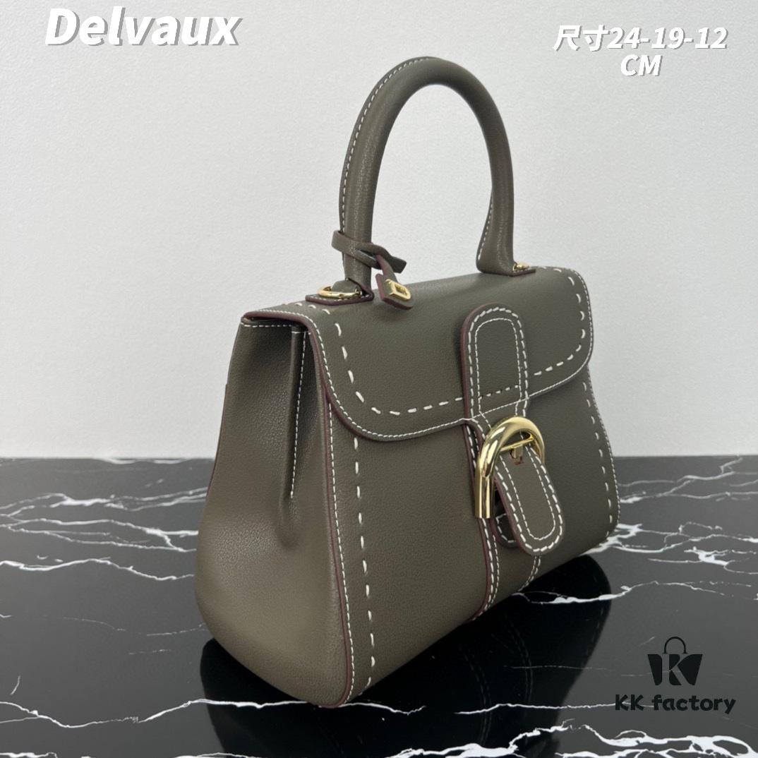 Delvaux 2024 Spring-Summer Exposed Stitching Collection Brillant PM in Caramel Rodeo Calf Leather