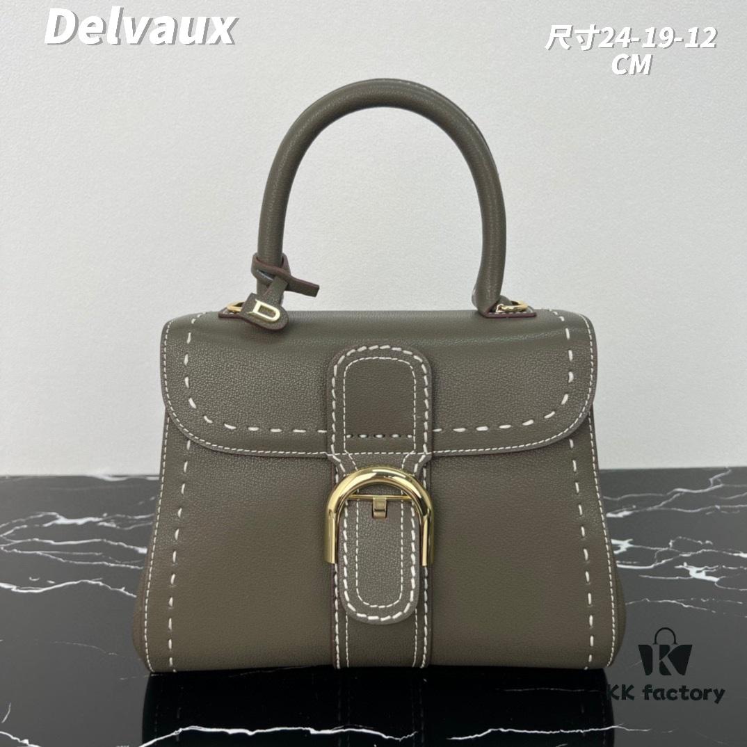 Delvaux 2024 Spring-Summer Exposed Stitching Collection Brillant PM in Caramel Rodeo Calf Leather