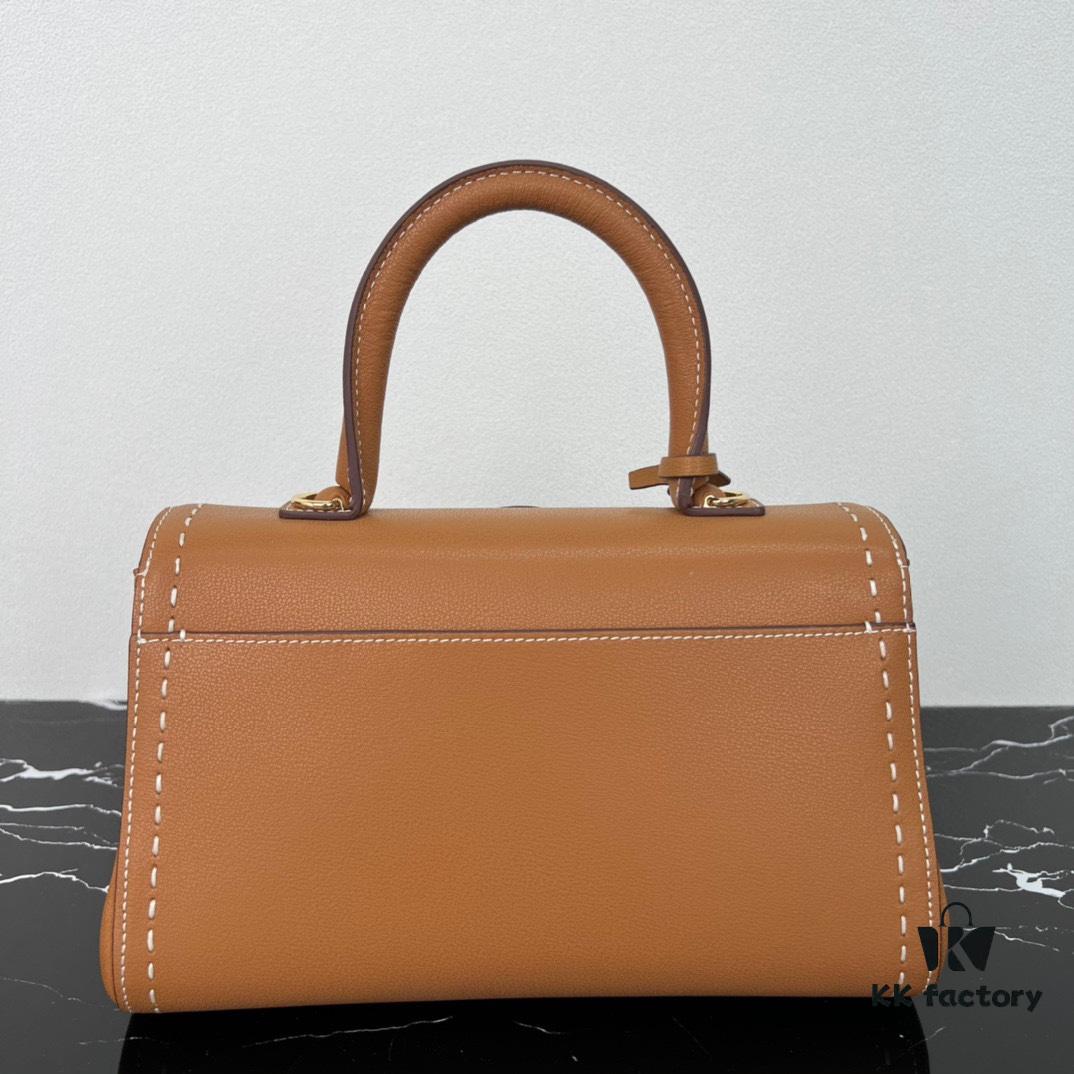 Delvaux 2024 Spring-Summer Exotic Stitching Collection Brillant PM in Caramel Rodeo Calf Leather