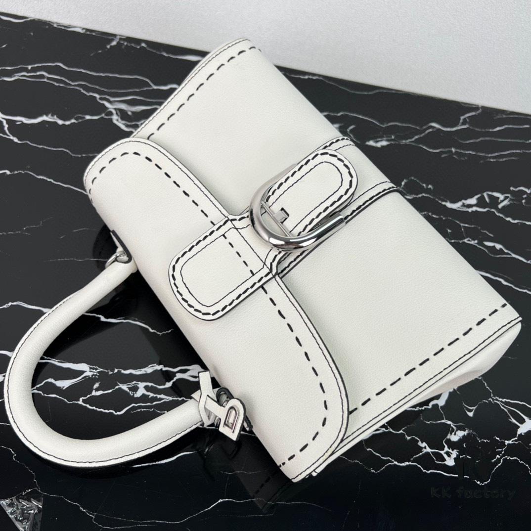 Delvaux 2024 Spring-Summer Exposed Stitching Collection Brillant PM Bag in Caramel