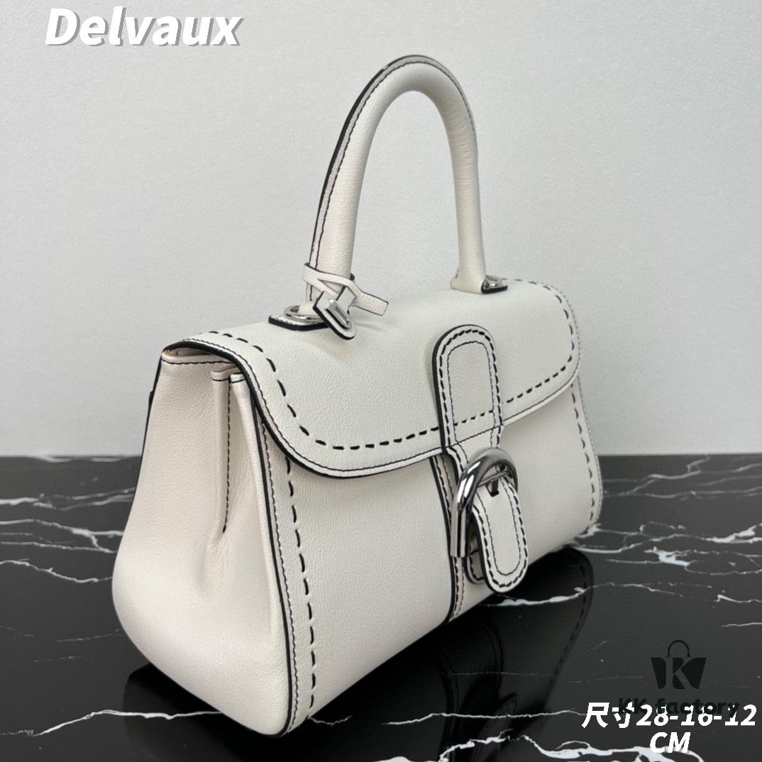 Delvaux 2024 Spring-Summer Exposed Stitching Collection Brillant PM Bag in Caramel