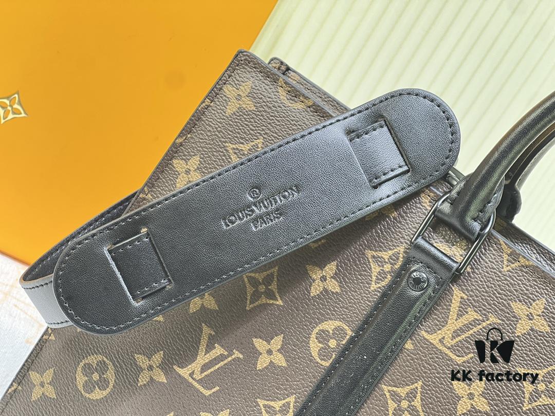 M45265 Black Floral, Aged Floral, Black Check - Sac Plat Horizontal Zippé Briefcase