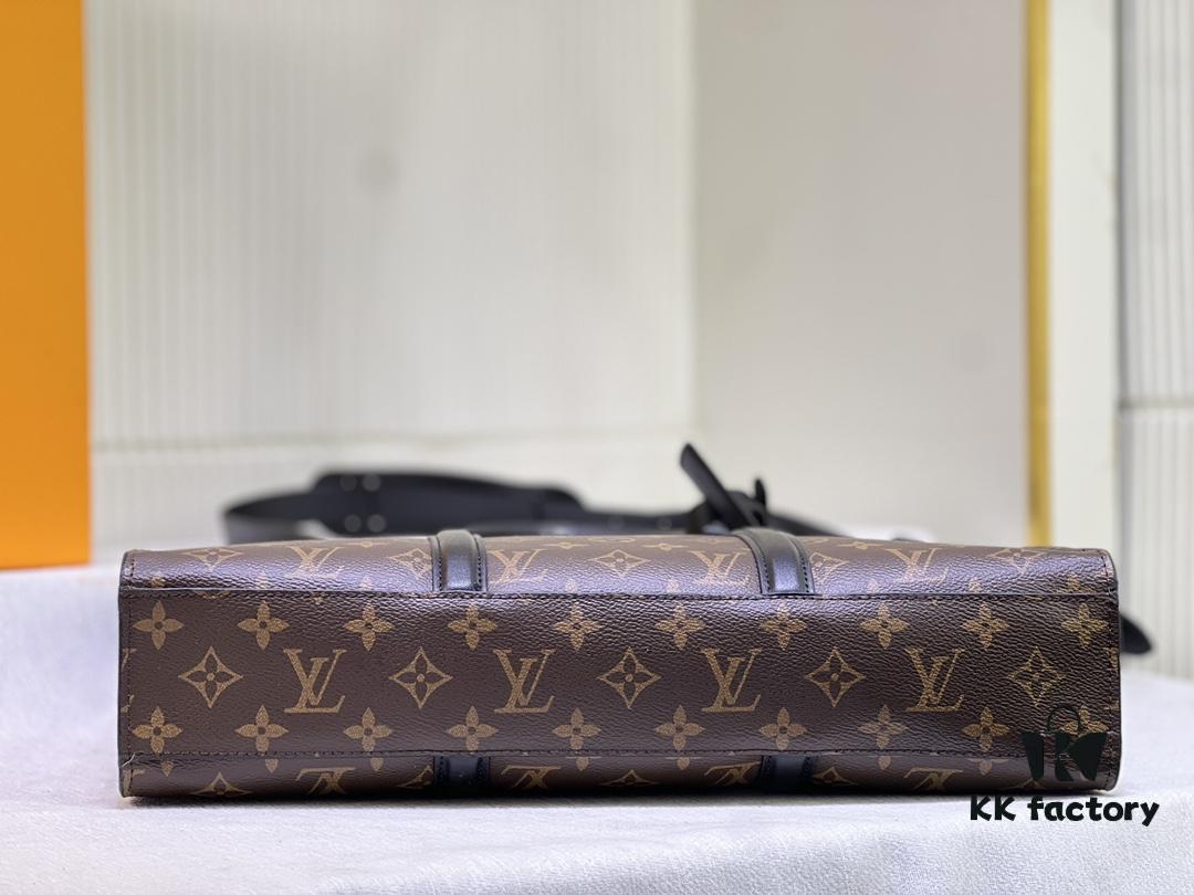 M45265 Black Floral, Aged Floral, Black Check - Sac Plat Horizontal Zippé Briefcase