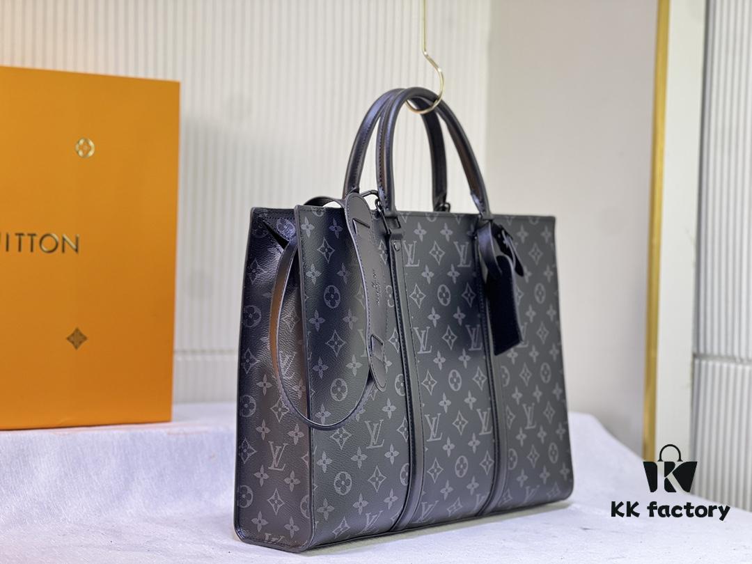 M45265 Black Floral, Aged Floral, Black Check - Sac Plat Horizontal Zippé Briefcase