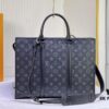 M45265 Black Floral, Aged Floral, Black Check - Sac Plat Horizontal Zippé Briefcase
