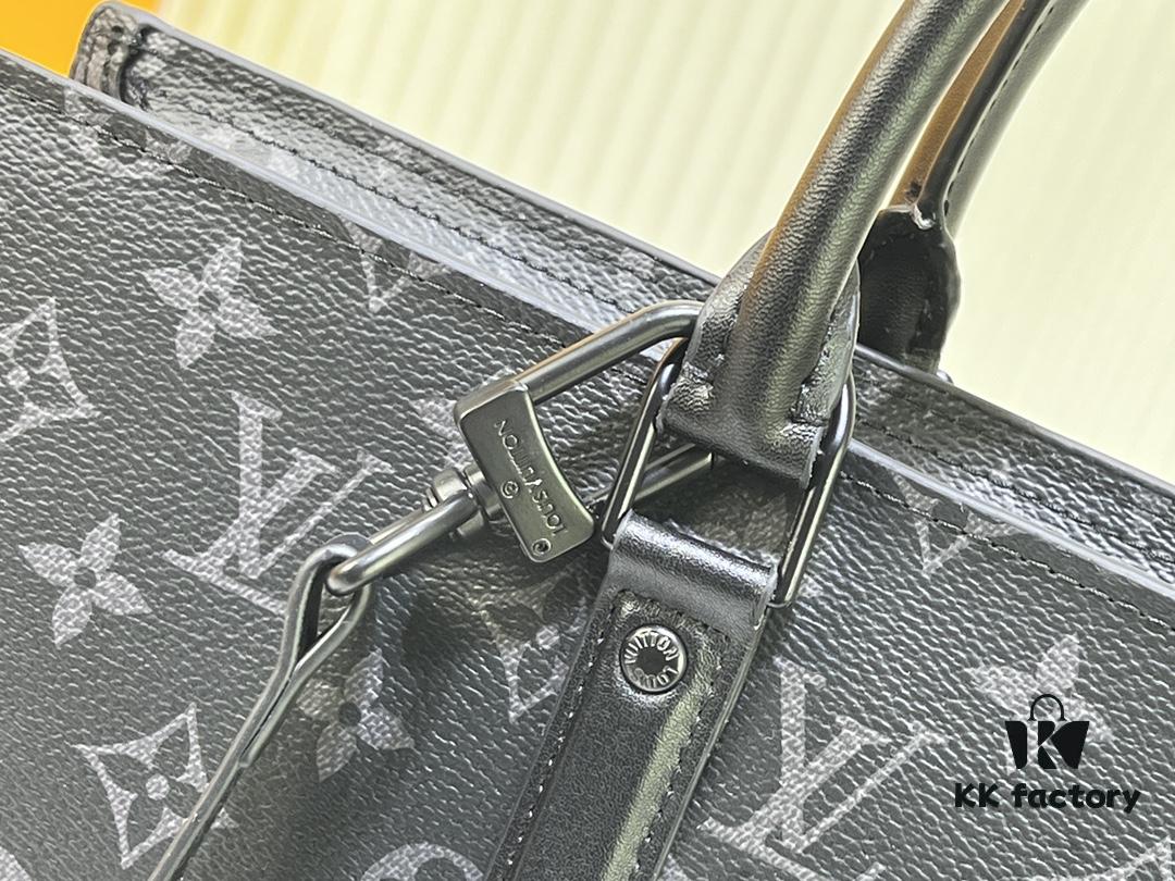 M45265 Black Floral, Aged Floral, Black Check - Sac Plat Horizontal Zippé Briefcase