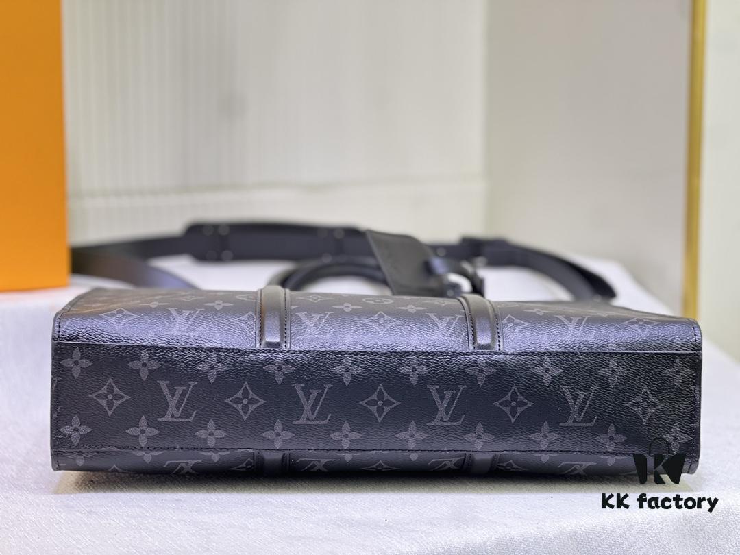 M45265 Black Floral, Aged Floral, Black Check - Sac Plat Horizontal Zippé Briefcase