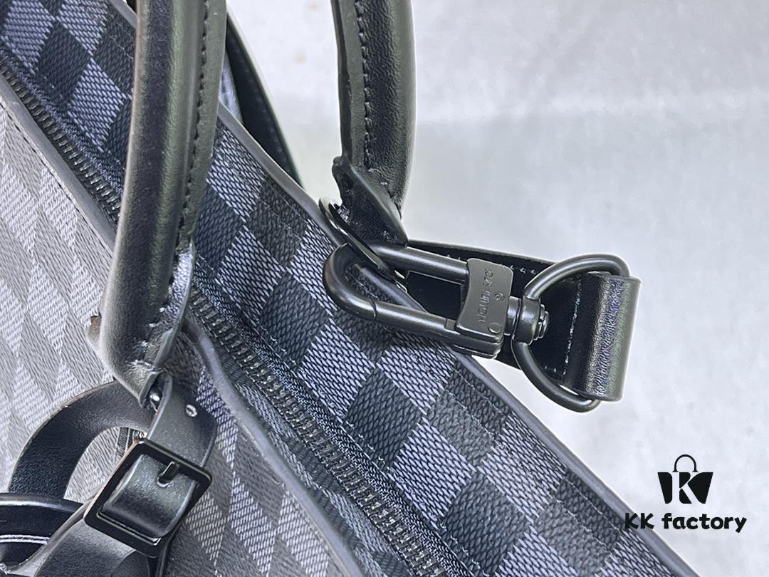 M45265 Black Floral, Aged Floral, Black Checkered | Sac Plat Horizontal Zippé Briefcase