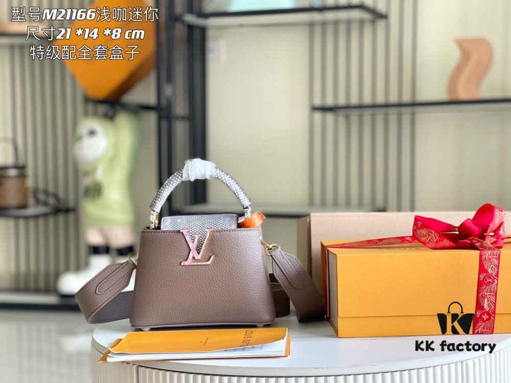 6930688c6e68136f4d9a4bd4 Top Grade Full Set Packaging 【Premium Original Factory Leather M21166💋 M21165 Elephant Grey with Exotic Sand Python Shell Closure】
