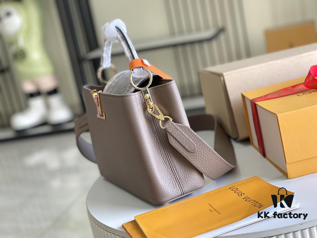 Top-Grade Full Set Packaging [Premium Original Factory Leather 💋 M21166 Elephant Gray with Exotic Sand Python and Mother-of-Pearl LV Logo]