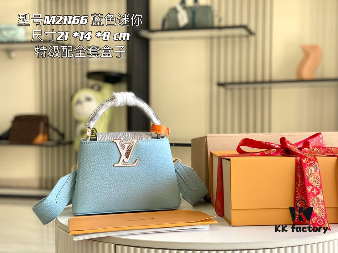 Top Grade Full Set Packaging 【Premium Original Factory Leather 💋 M21166, M21165 Misty Blue with Exotic Sand Python Shell Closure】