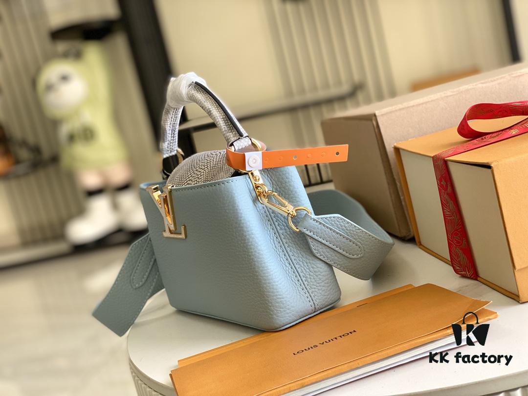 Top Grade Full Set Packaging 【Premium Original Factory Leather 💋 M21166, M21165 Misty Blue with Exotic Sand Python Shell Closure】