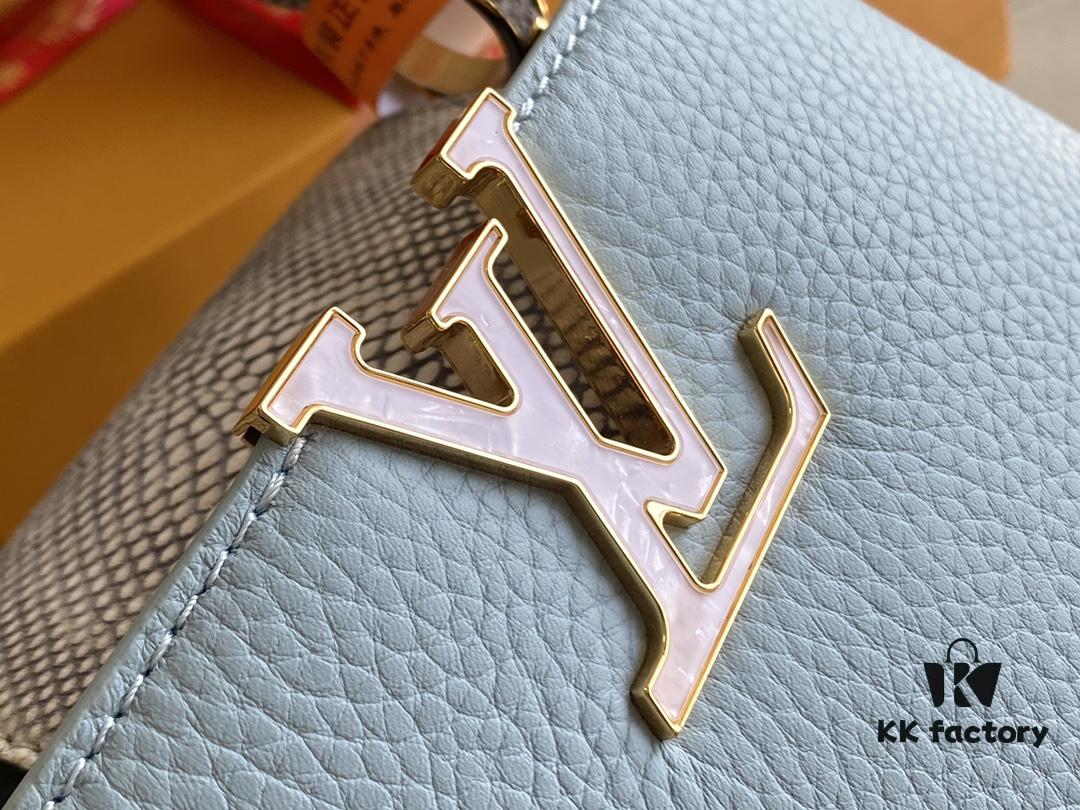 Top Grade Full Set Packaging 【Premium Original Factory Leather 💋 M21166, M21165 Misty Blue with Exotic Sand Python Shell Closure】