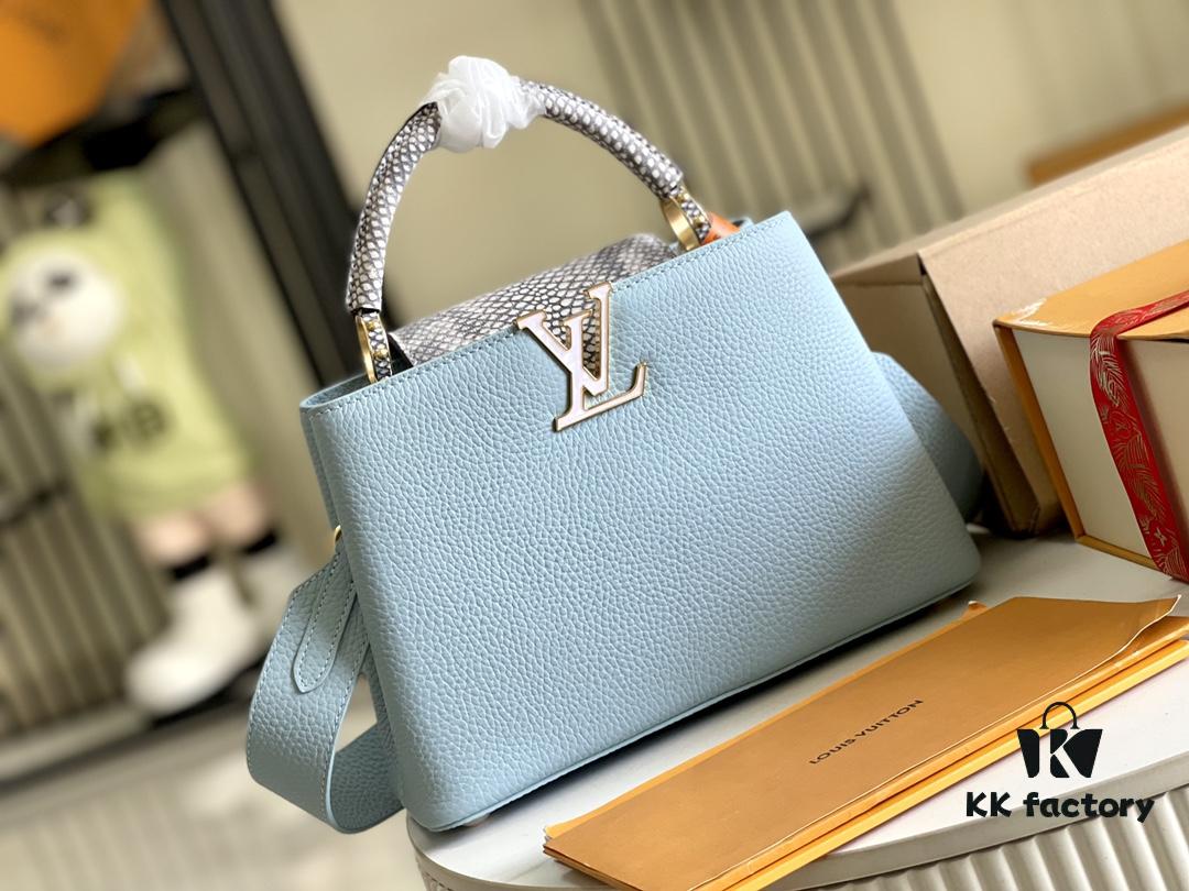 Premium Full Set Packaging 【Top Quality Original Leather 💋 M21166 Misty Blue with Exotic Sand Python Shell Closure】